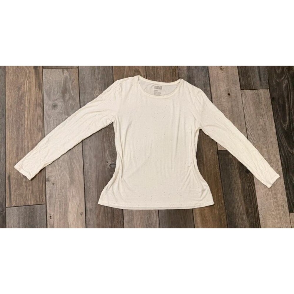 White Sparkle Long Sleeve Top